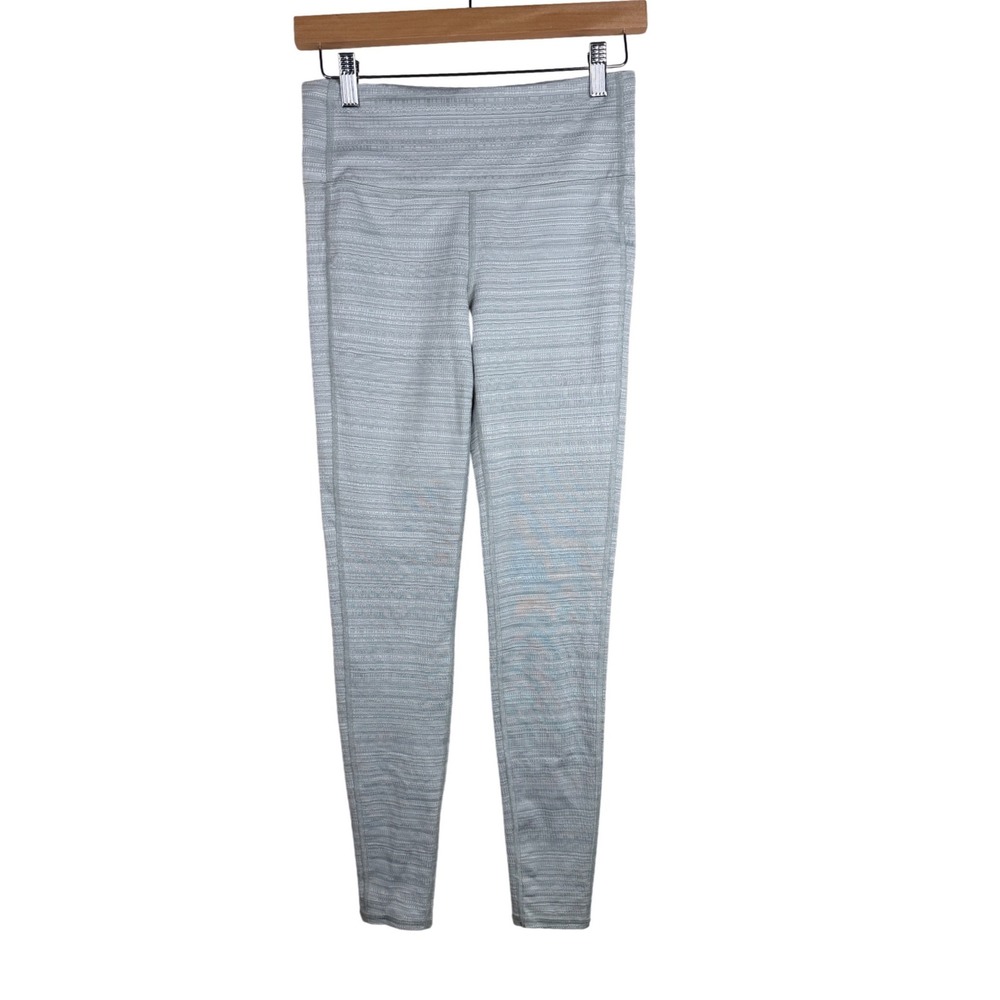 Athleta Womens's Leggings Sz Small High Rise Light Gray Jacquard Chaturanga